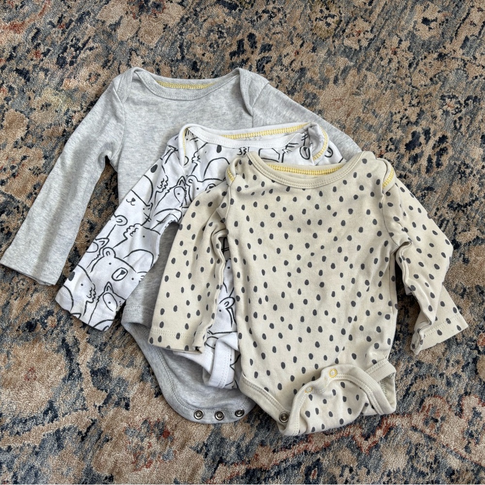 Set of 3 Neutral Baby Bodysuits
